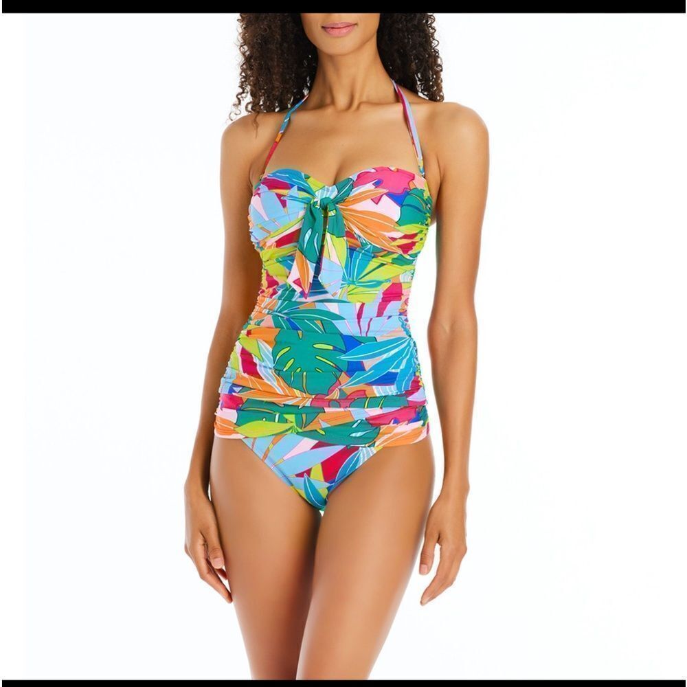 NWOT BLEU BY ROD BEATTIE LIFE OF THE PARTY DRAPED BANDEAU TANKINI - Picture 3 of 7